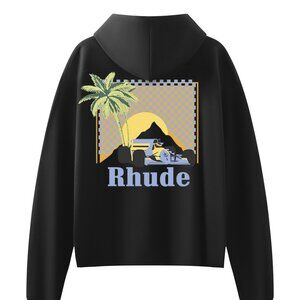Rhude Black Moonlight Tropics Graphic Print Hoodie